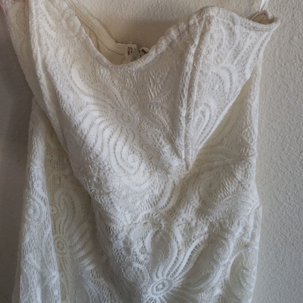 White lace dress strapless